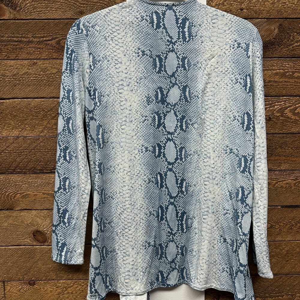 Majestic Filatures Soft Touch Python Print Open Cardigan – Blue Jean - Picture 3 of 7